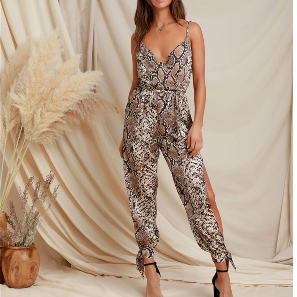 Worn once. Lulus Snakeskin jumpsuit
